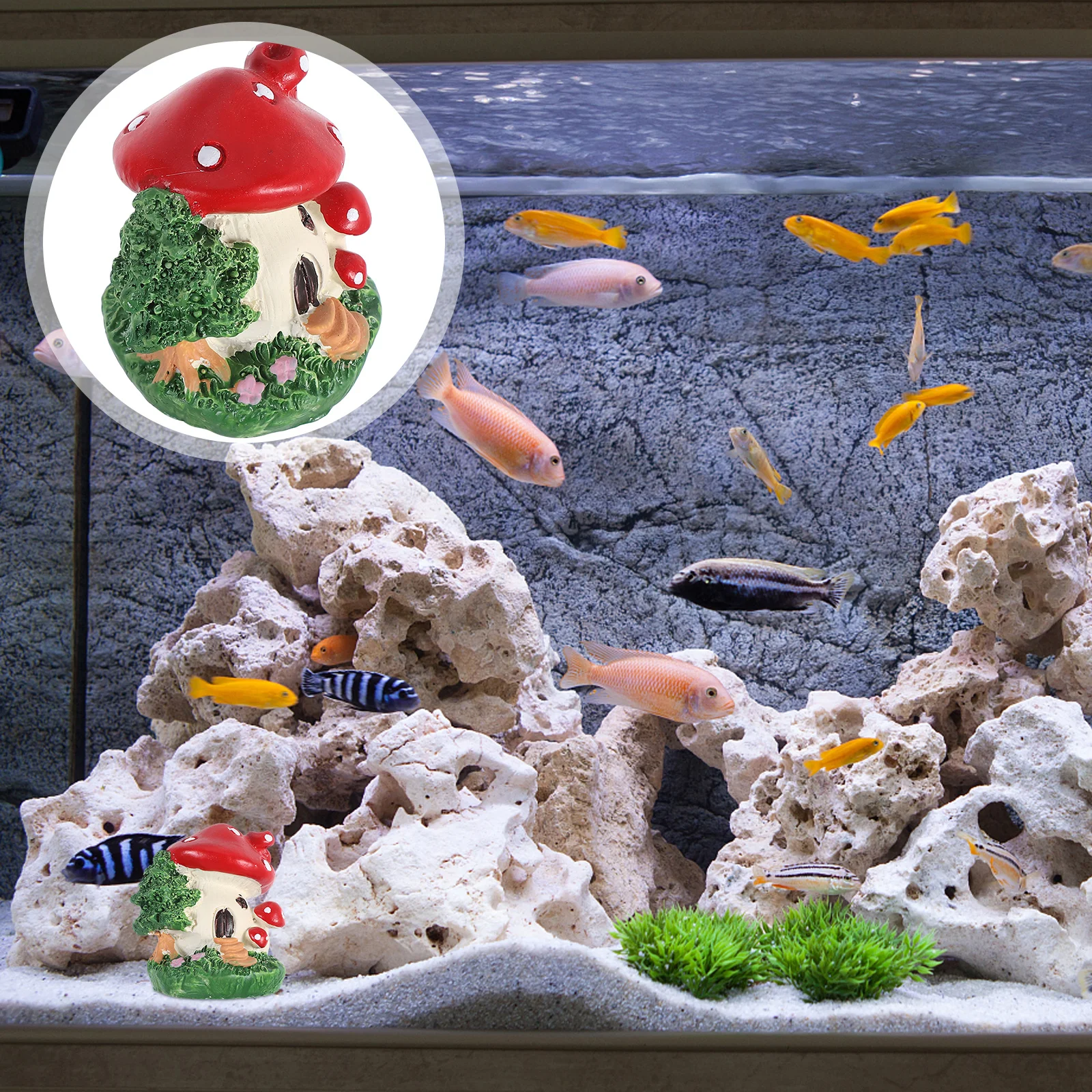 

Miniature Mushroom House Micro Landscape Resin Decoration Aquarium Accessories Fish Tank Ornament Small Mushroom Figures