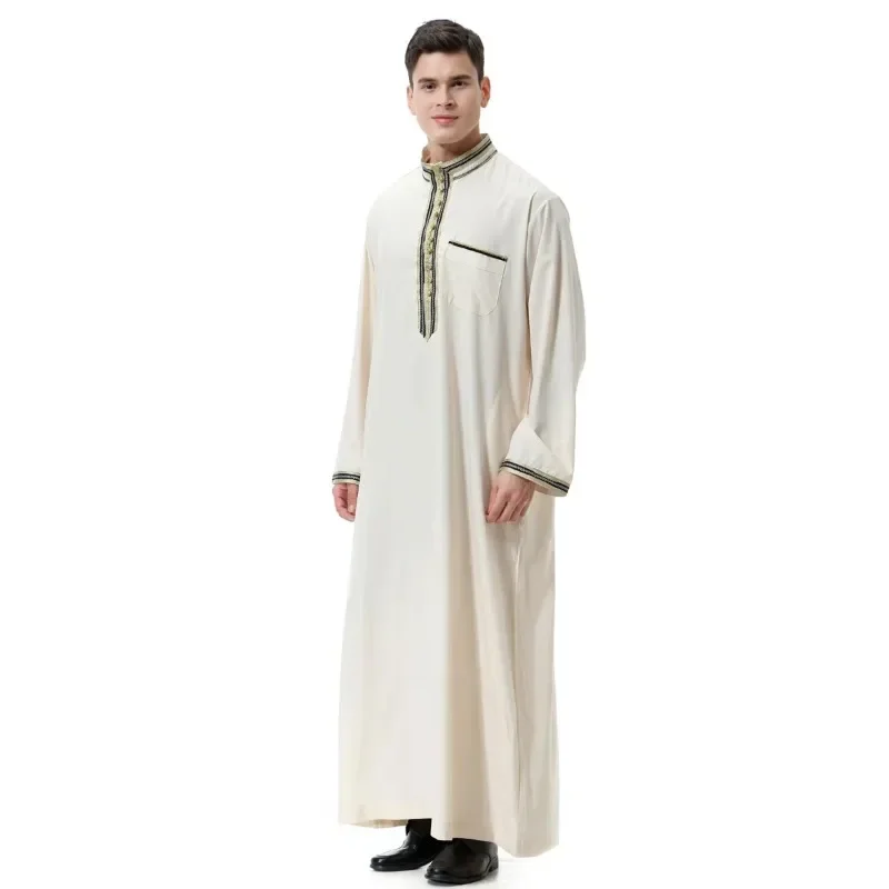 Moslim Mannen Jubba Thobe Heren Lange Jurk Islamitische Eid 2025 Ramadan Lange Gewaad Saudi Musulman Dragen Abaya Caftan Dubai Arabische Jurk