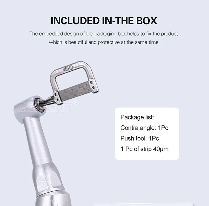 AZDENT Dental 1:1/4:1 Interproximaler Streifenkontra-Winkelstück für kieferorthopädische Zahnlückenmessung – Detail 38