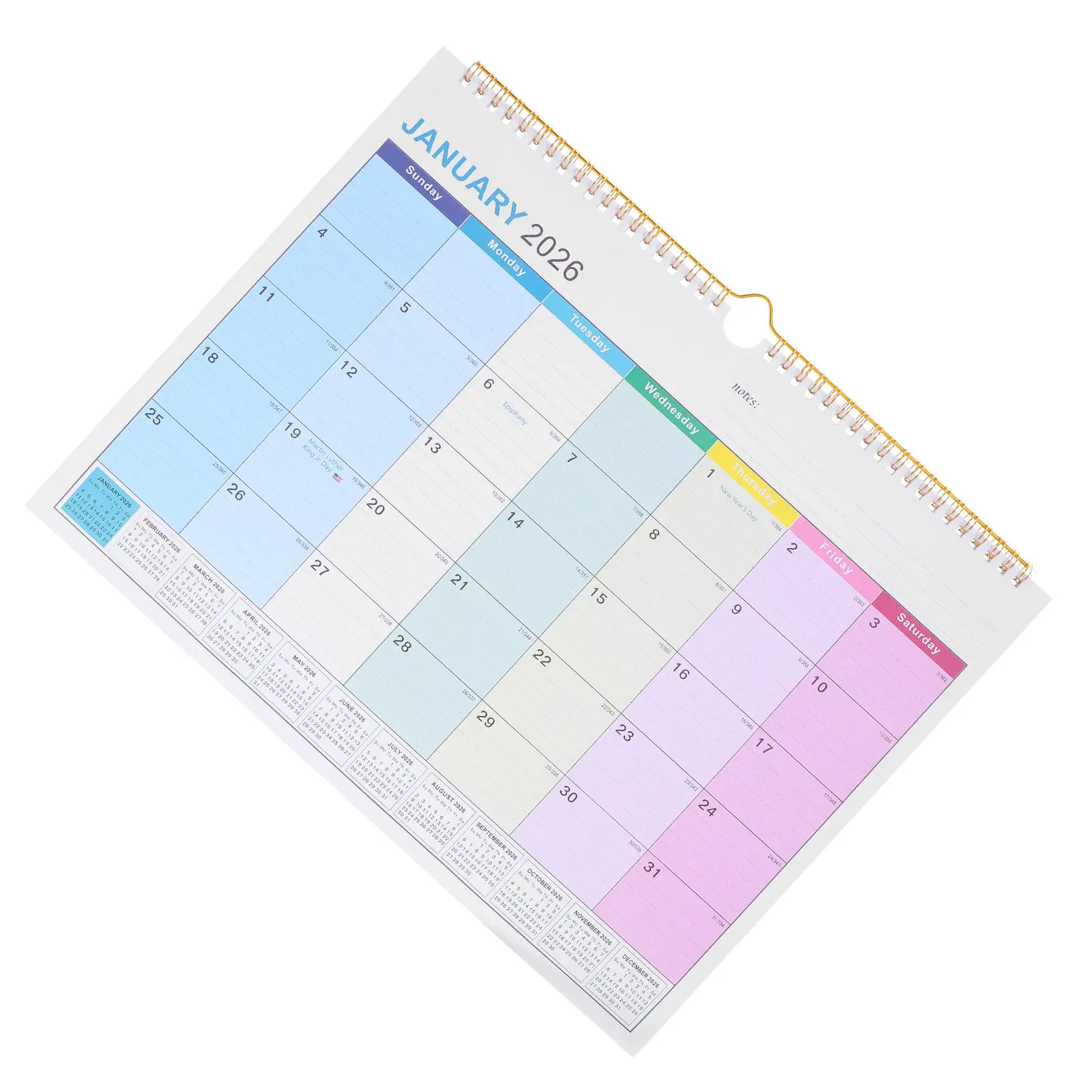 

Sophisticated English Text Wall Calendar 2026-2027 18 Month Planner Sturdy Printing Paper Home Office Use