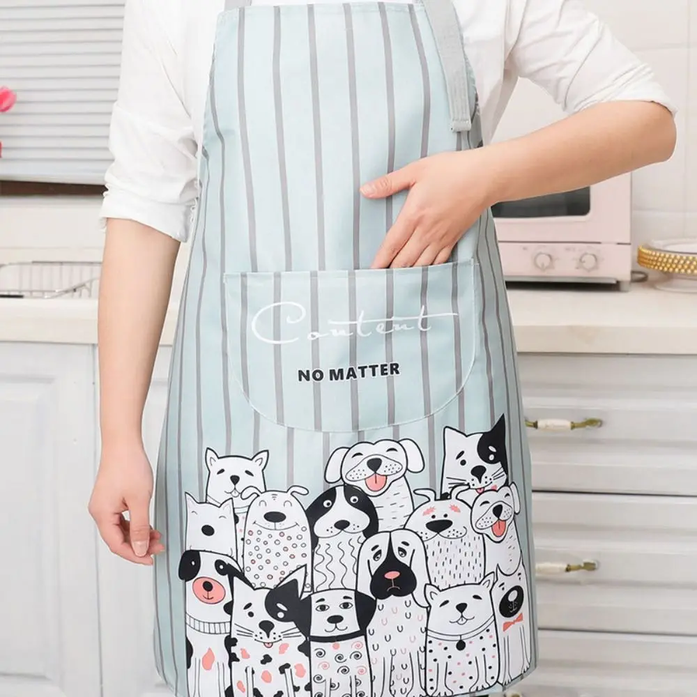 Fashion Cartoon Prints Kitchen Apron Waterproof Oil-proof Work Apron Wear-resistant Household Antifouling Barista Apron view 2