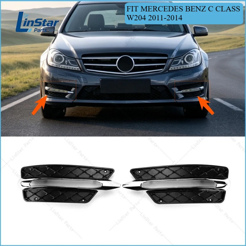 Fog Light Cover Bumper Grille Trim 2048852974 2048853074 2048851353 2048851453 For Mercedes Benz C Class W204 2011-2014