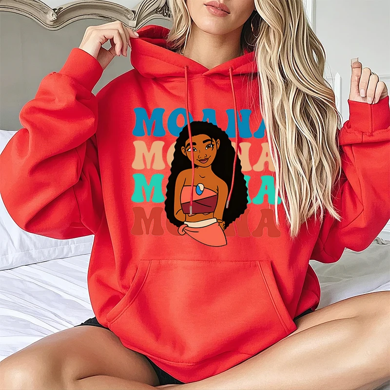 Moana Disney Princess Print Women's Hoodies Sports Sweatshirts Adult Clothing Casual Tops