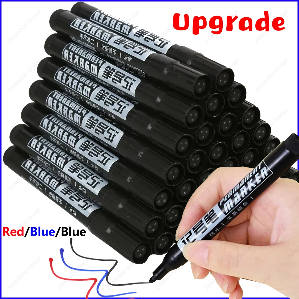 Oil-based Marker Pen Waterproof Quick Dry Black Blue Red Ink Permanent for Metal Glass Stationery Drawing Art School Supply