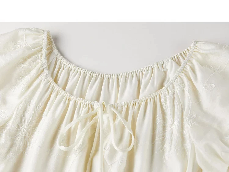 SENTUBILA Damen Lyocell-Kleider 2026 Sommer Elegantes Resort-Style A-Linien-Midikleid mit Wendehals und Stickerei für den Strand 162LO5639 – Detail 27
