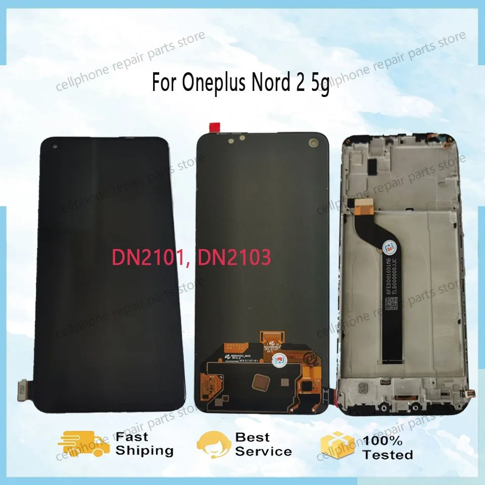 Super AMOLED для OnePlus Nord 2 Nord2 5G ЖК-дисплей DN2101, DN2103, дигитайзер сенсорного экрана в сборе для 1 + Nord 2 ЖК-дисплея