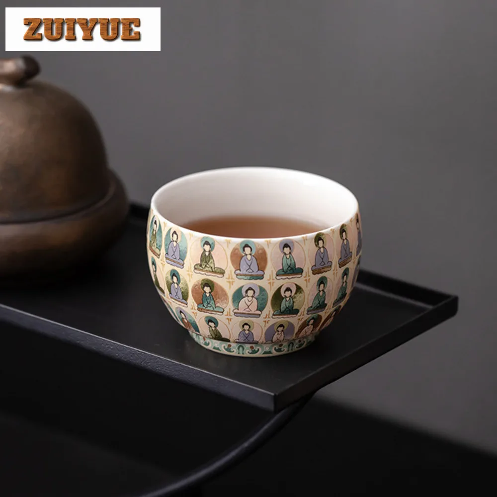 Chinese Dunhuang Buddha Ceramic Tea Cup Zen Wanfo Series Master Cup Female Personal Single Cup Large Tea Bowl Coffee Mug Gifts