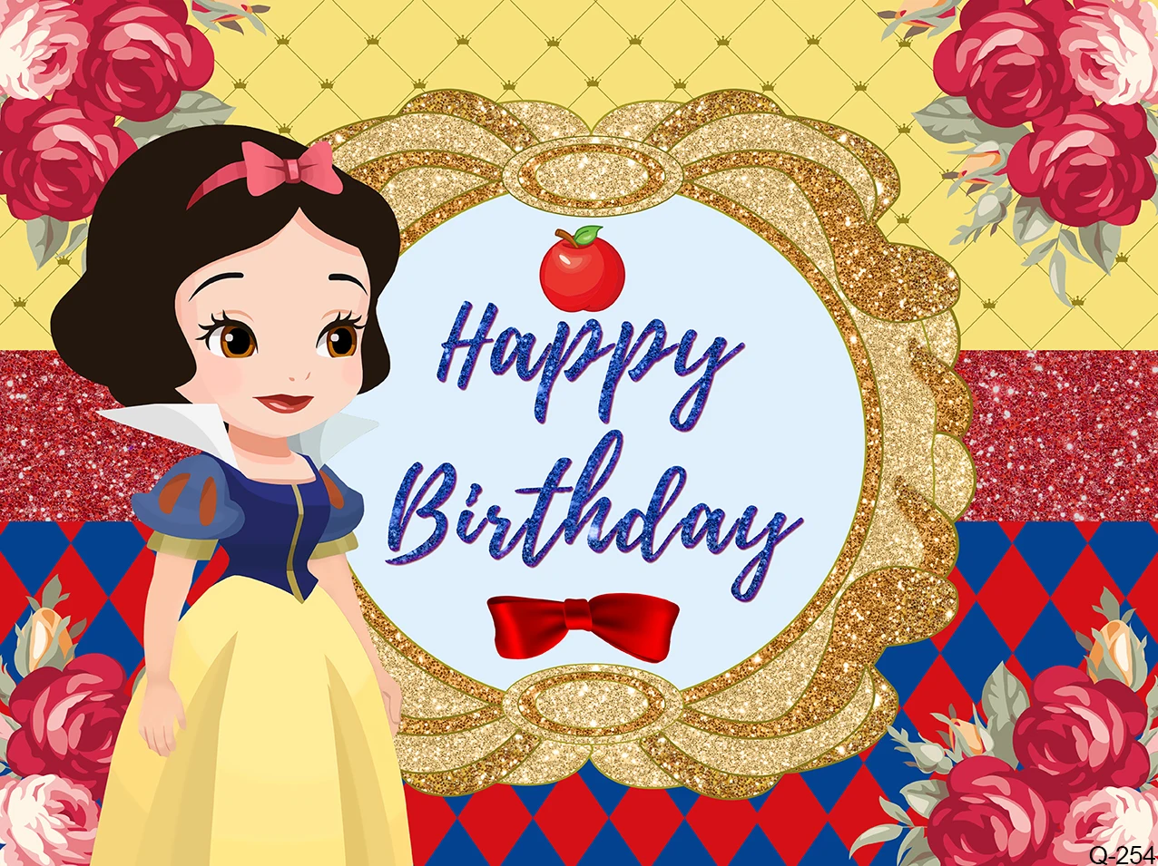 Cartoon Disney Cute Seven Dwarfs and Bird Photo Backdrop Snow White Princess Happy Birthday Party Decoration Backgrounds Banner