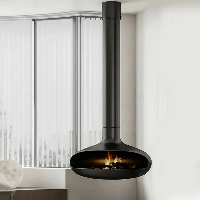 Hanging Fireplace Real Fire Firewood 3D Atomized Flying Saucer Fireplace Homestay Hotel Villa Indoor Hanging Flying Saucer Firep