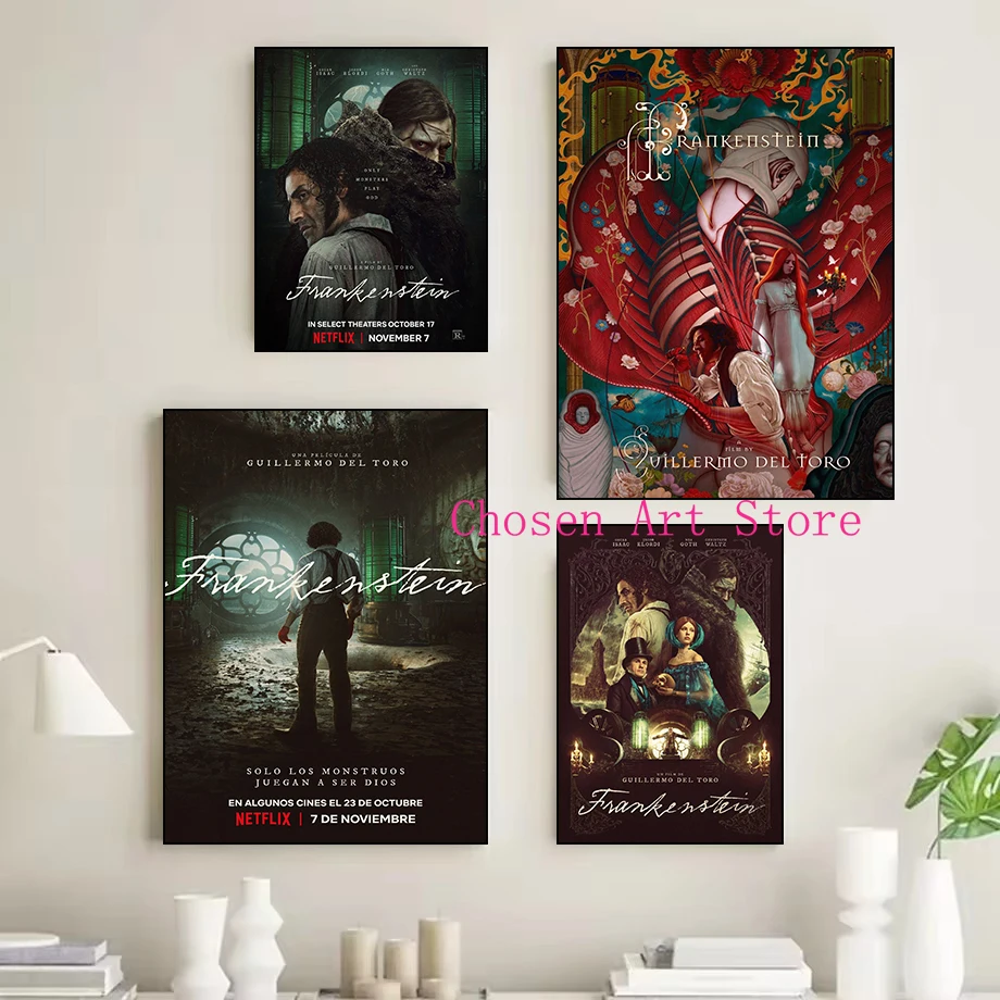Frankenstein 2025 Movie Vintage Poster Print Canvas Pictures Home for Living Room and Bedroom Wall Decor Frameless Painting