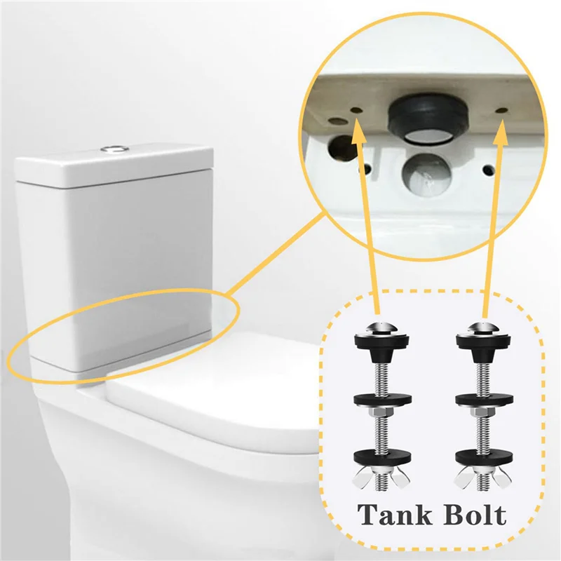 ABVJ-8PCS Universal Toilet Tank To Bowl Bolts Kit, Heavy Duty, Waterproof Stainless Steel With Extra Long Nut Screw