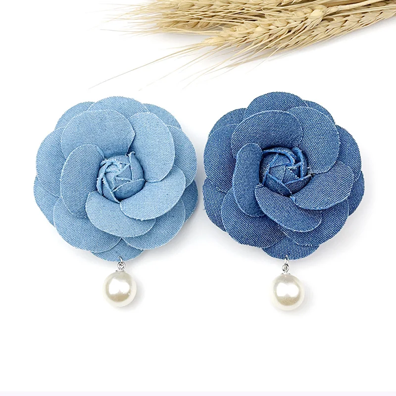 Korea Trendy Design Handmade Fabric Artificial Flower Series Brooches Camellia Pearl Pin Lady Daily Colthes Backpack Accessories