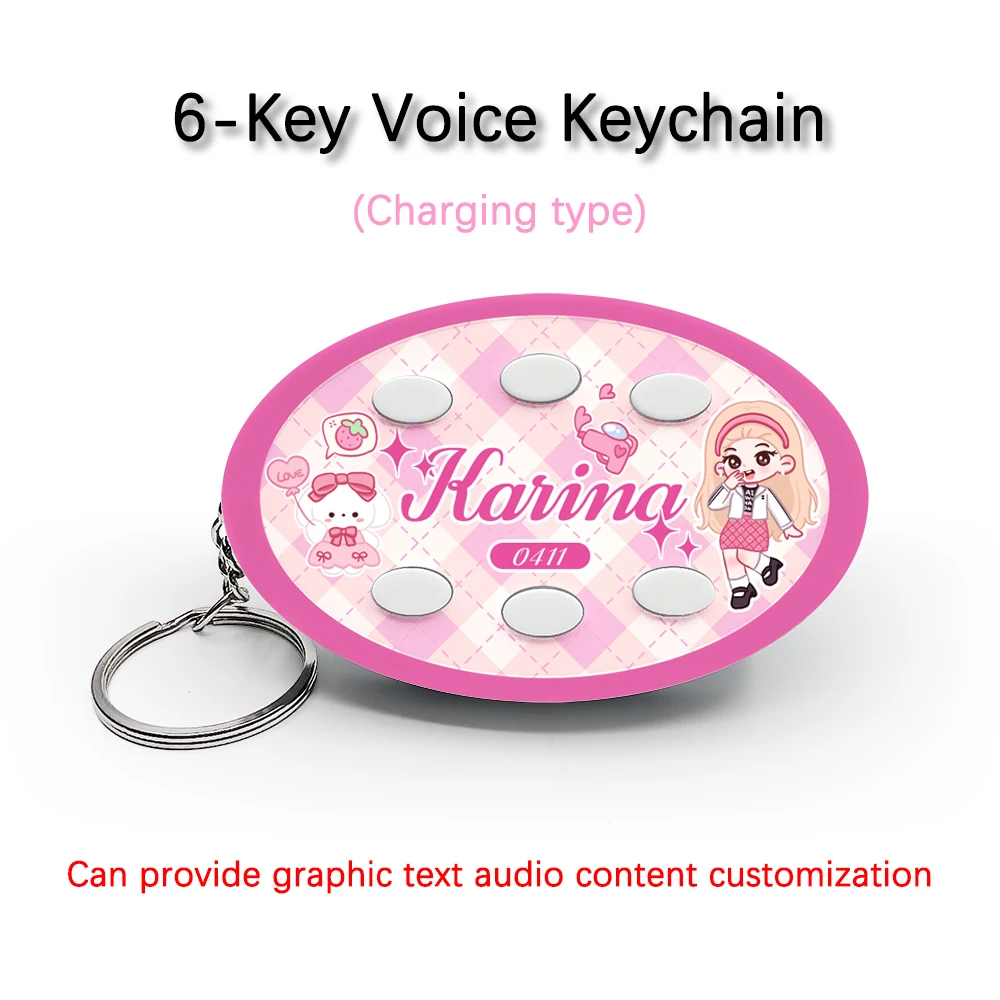 

Creative Voice Keyring For Aespa Team Member KARINA Yu Ji Min 6-Key Audio Picture Custom Rechargeable Type Keychain Pendant Gift