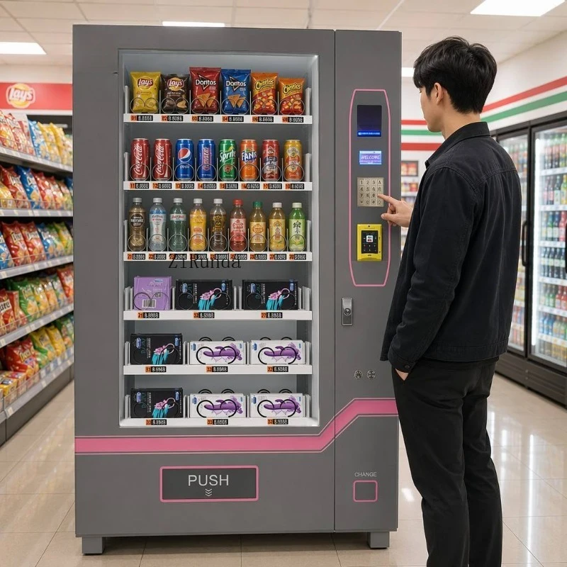Máquina de venda automática com teclado de aço inoxidável, LCD, pagamento sem dinheiro MDB Dex, lanches