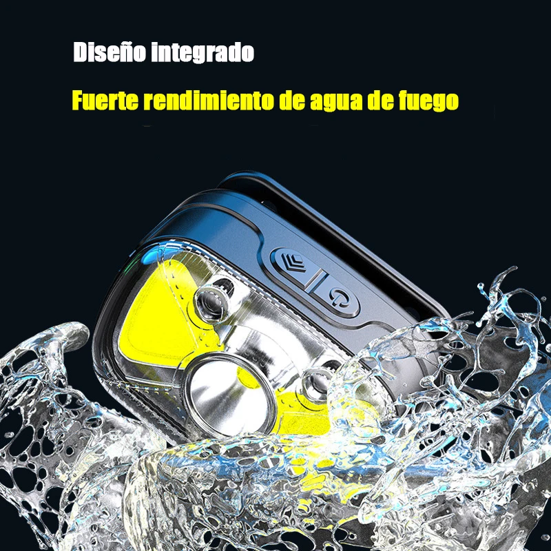 Linterna frontal recargable por USB con batería integrada, linterna de inducción potente, resistente al agua, para pesca nocturna al aire libre