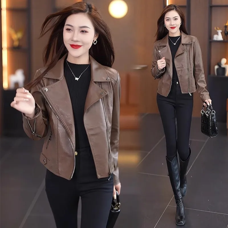 التخسيس ort السائق الجلود Jaet المرأة ربيع الخريف جديد Sle الراقية شخصية دعوى بولي Leather الجلود طويلة Sve سستة