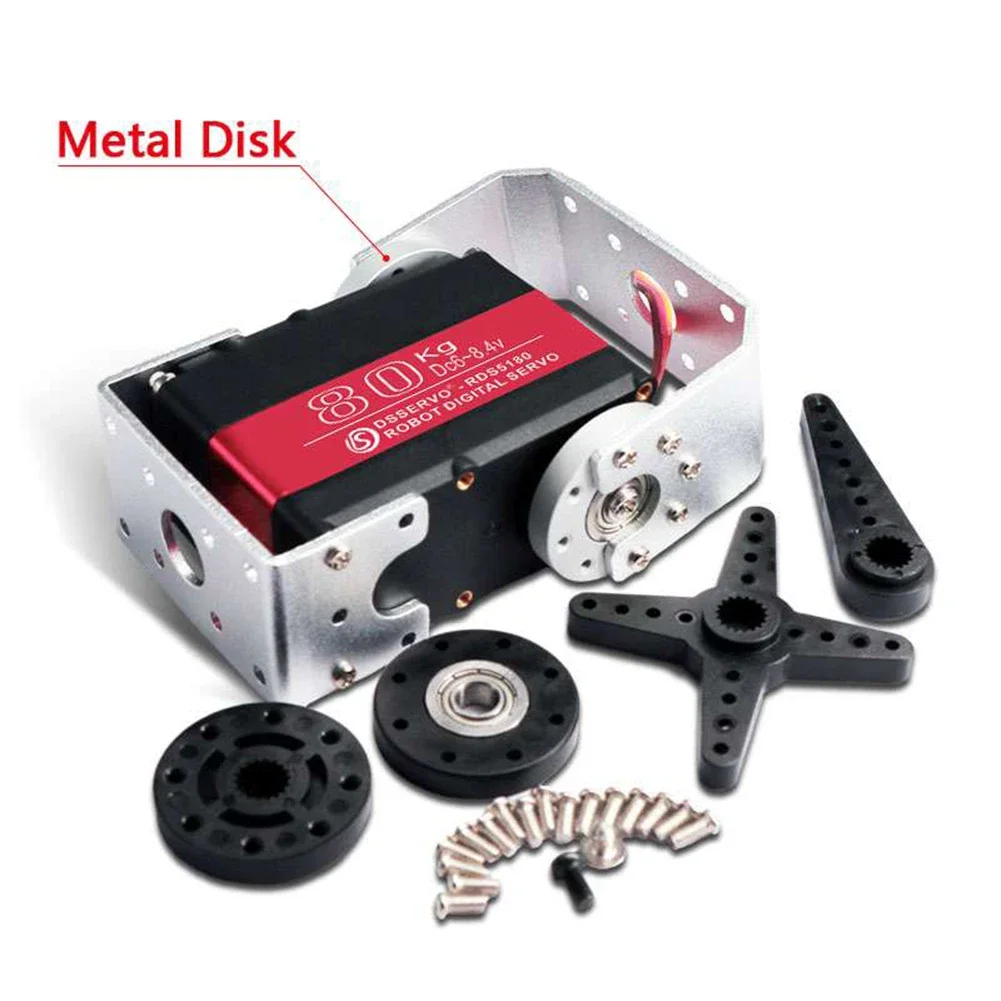4 Set RDS5180 80KG Servo robotico digitale in metallo 180/270 gradi 7.4V Servomotore RC IP66 a doppio albero per auto con braccio robot Dsservo