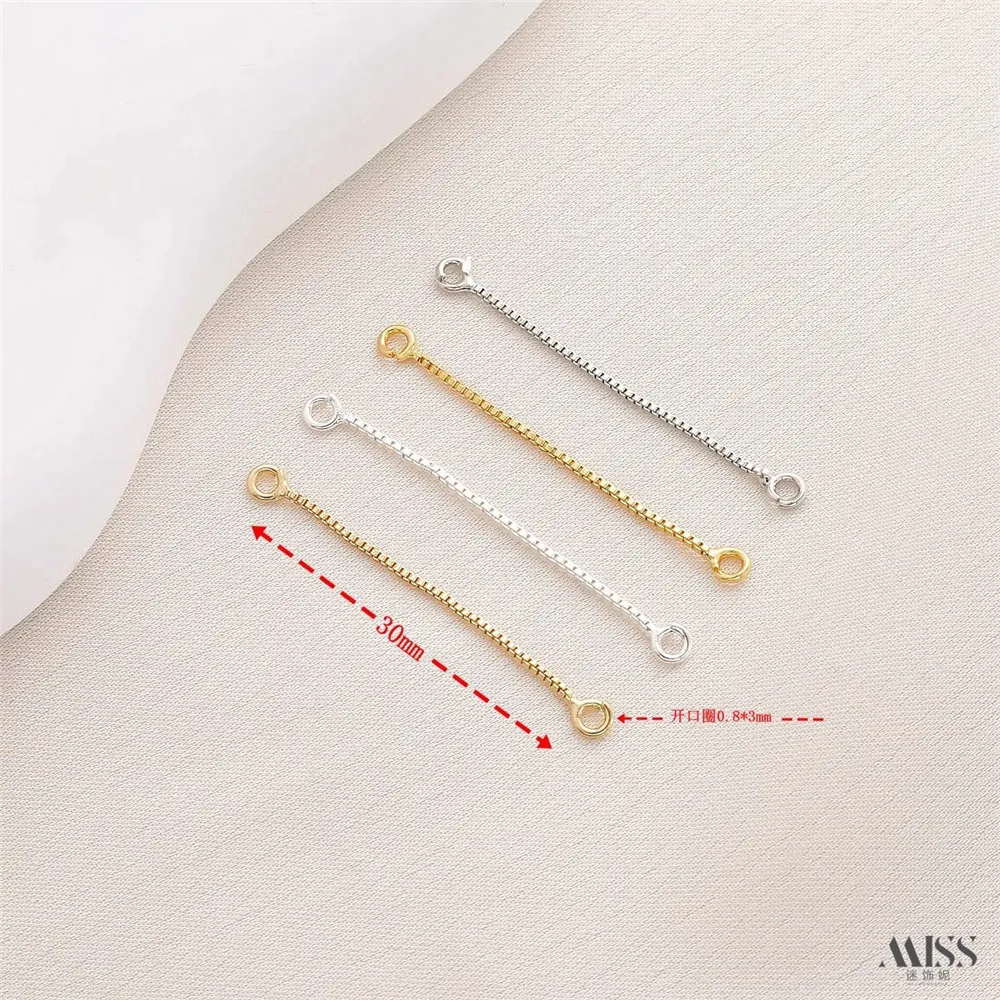 14K Bag of Gold Ear Wire Box Chain Double Hanging Connection Ear Hanging Chain Ear Chain DIY Stud Earrings Jewelry Accessories