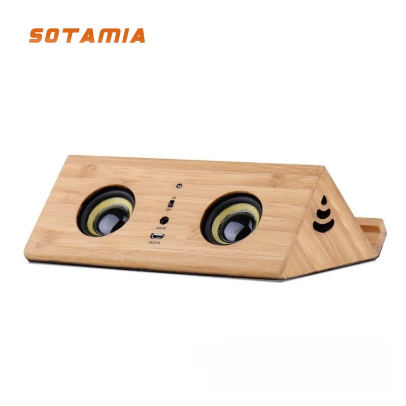 

SOTAMIA 1PCS All Solid Wood Creative Mobile Phone Computer Dual Bass Diaphragm Built in Magnetic Induction Small Speaker Home