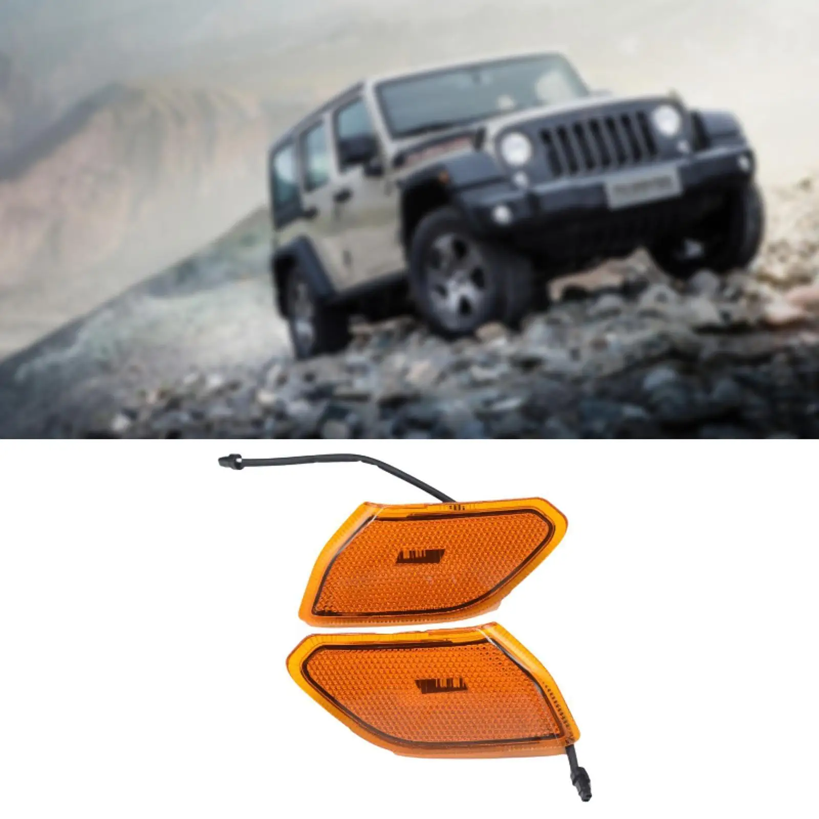 

2Pcs Front Side Marker Lamps Automobile Parts Easy Installation Replace Professional Accessory 68302120Ab for Jeep Wrangler