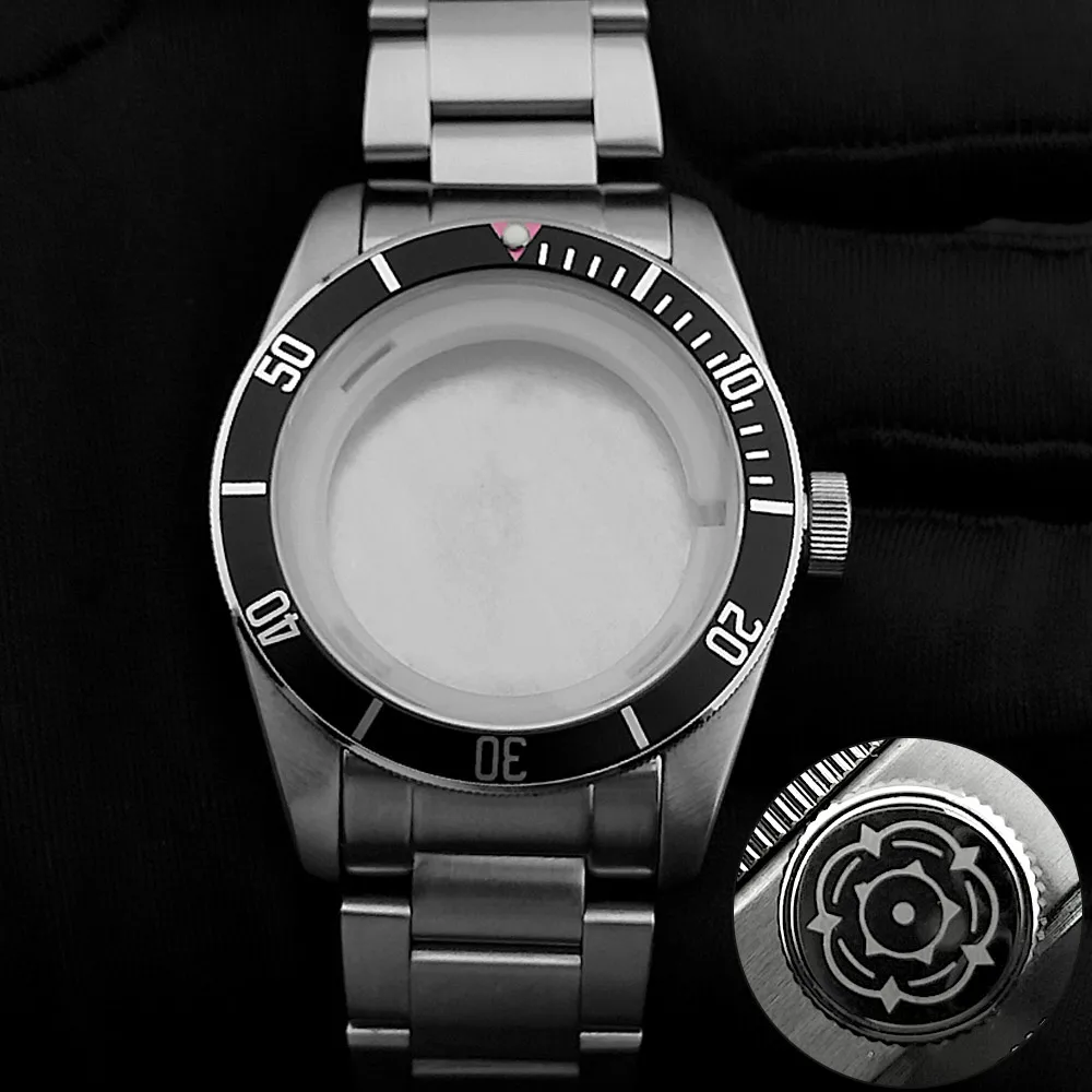 

41mm Stainless Steel Men's Watch Case Blue green black nh35/36 Submariner dive case Green C3 Luminous Parts Accessories