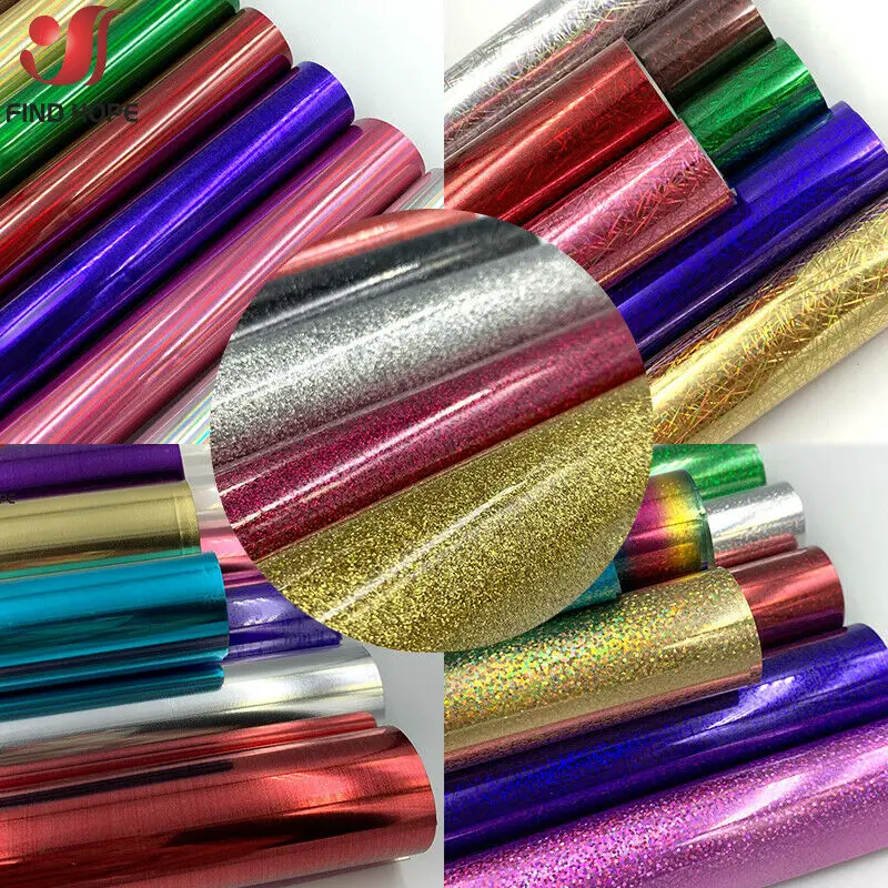 20cm*25cm Bündel Glitzernde Glänzende Wärmeübertragungsfolie zum Aufbügeln mit Heißpresse für T-Shirts, Textilien, zum Schneiden mit einem Schneidewerkzeug. – Detail 4