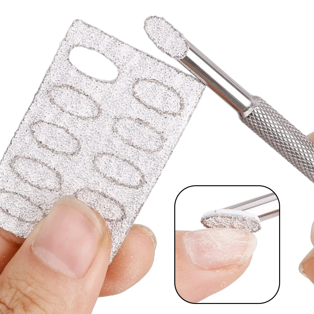 Silver Cuticle Pusher Dead Skin Remover Nail Polish Surface Sand Piece Scraper Horseshoe Manicure Pedicure Cleaner Tools