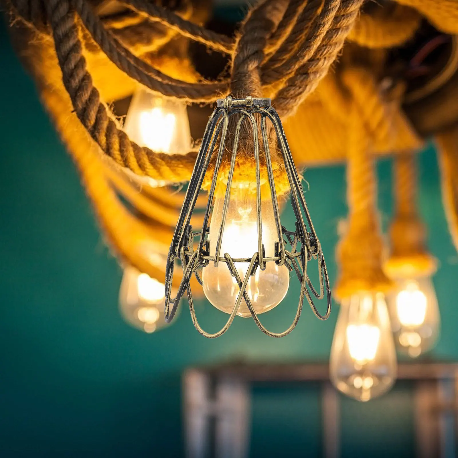 

Retro Petal Retro Lampshade Iron Material Durable Ch Ceiling Lamp Decor Vintage Style Home Hotel Night Light