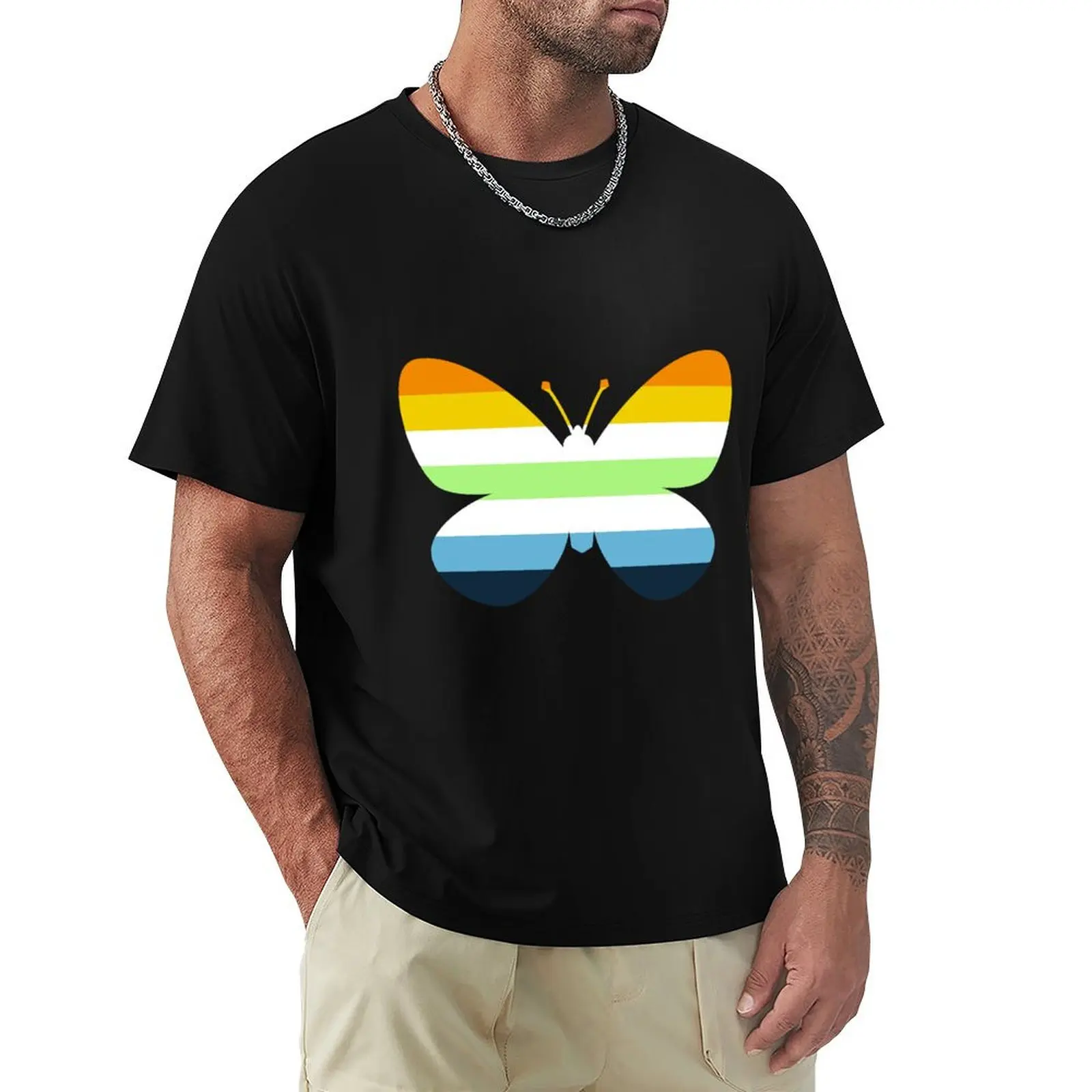 

Aroace Agender Butterfly Silhouette T-Shirt Louboutins cute tops plus size clothes fruit of the loom mens t shirts
