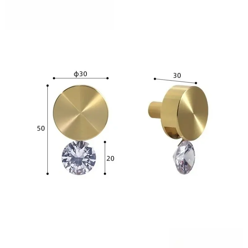 Modern Zircon Crystal Gold Hardware Furniture Brass Light Luxury Cabinet Door Knobs and Handles Cupboard Cabinet Drawer Knobs