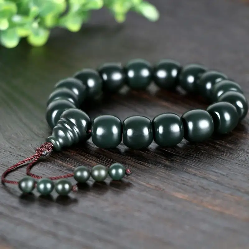 

Natural Hetian Jade Bead Bracelet Women Buddha Beads Chinese Style Men Bucket Beads Handmade Simple Fashion Luxury Jewelry Lover