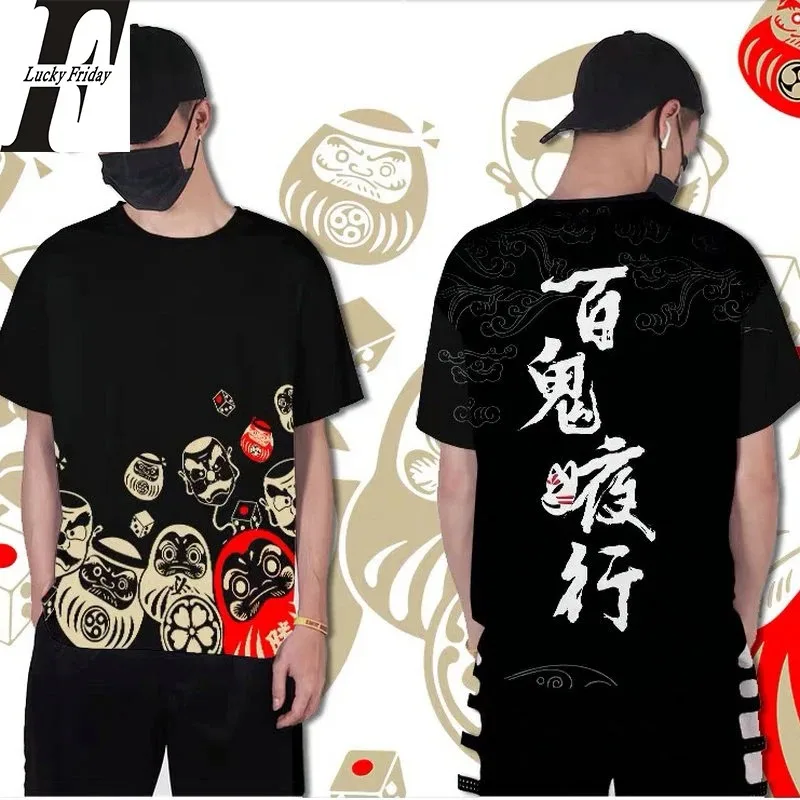 

Hiakki yako japanese daruma 3d t-shirt costume men women t-shirts tops o-neck short sleeve harajuku t-shirts shirt more size