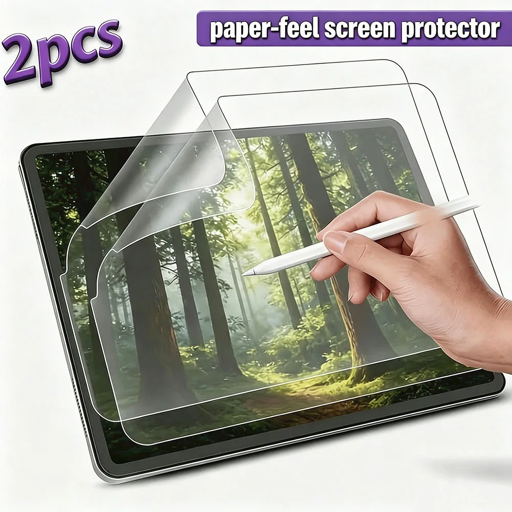 2Pcs Paper Feel Like Screen Protector for iPad 13 M2 M3 M4 2026 iPad 11th Gen A16 Pro 13 11 12.9 M5 M4 10.2 9 8 7th Gen PET Film
