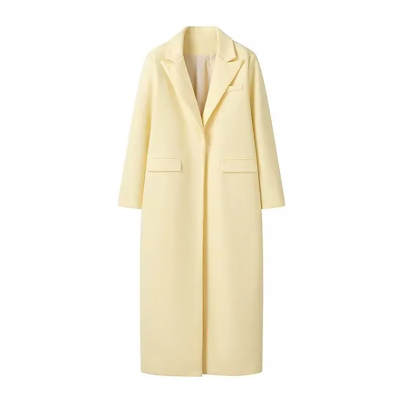 

JNLEAOG Autumn New Faionable Pure Color Woolen Coat Women's Long Sve Street Sle Polyester Fiber Versatile Simple Design