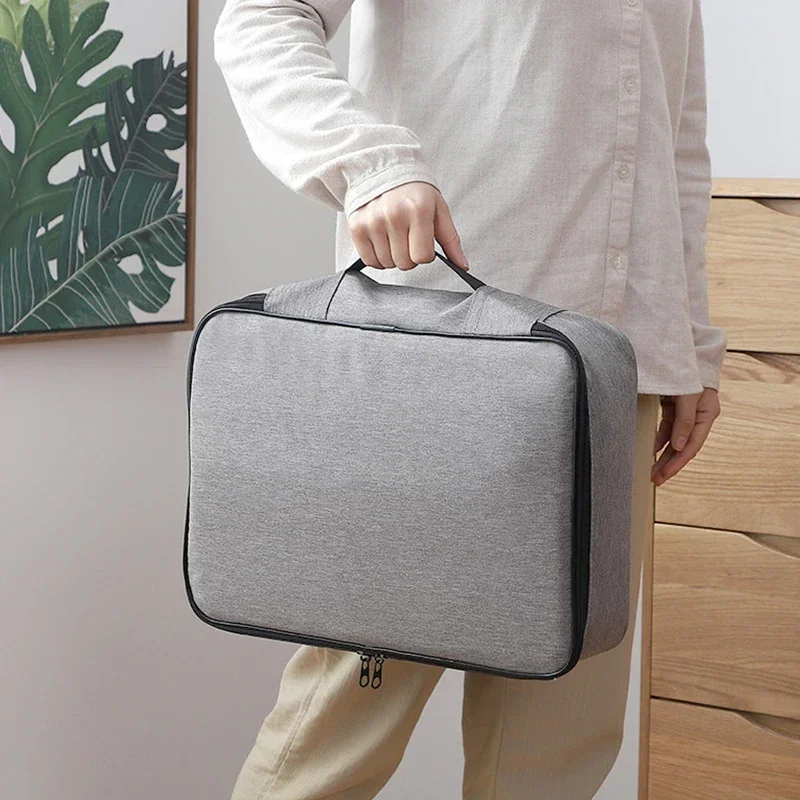 Document Bag with Lock 3-Layer File Organizer Case with Water-Resistant Zipper Certificate Storage Safe Bag Portable Travel Home