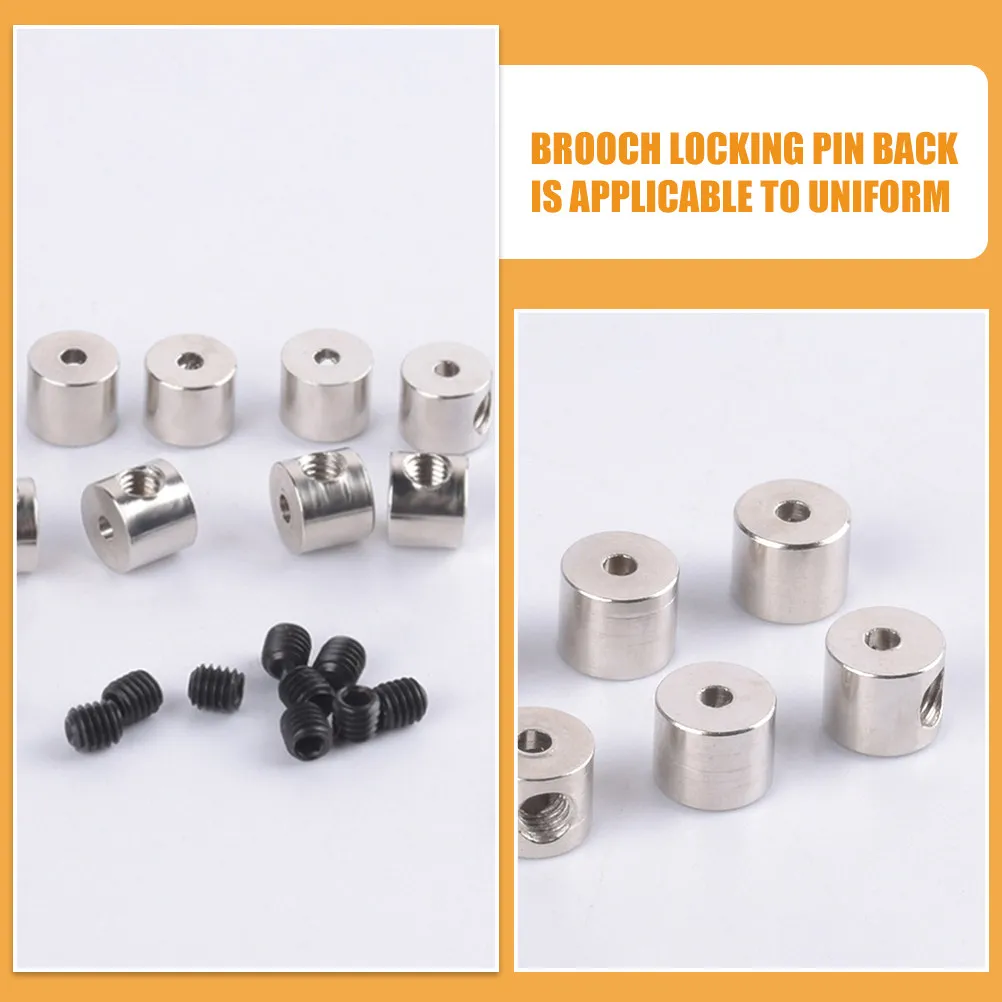 1Set Copper Locking Pin Backs for Brooches Lapel Pins Name Tags Uniform Badges DIY Jewelry Making Flat Round Metal Pin Keeper