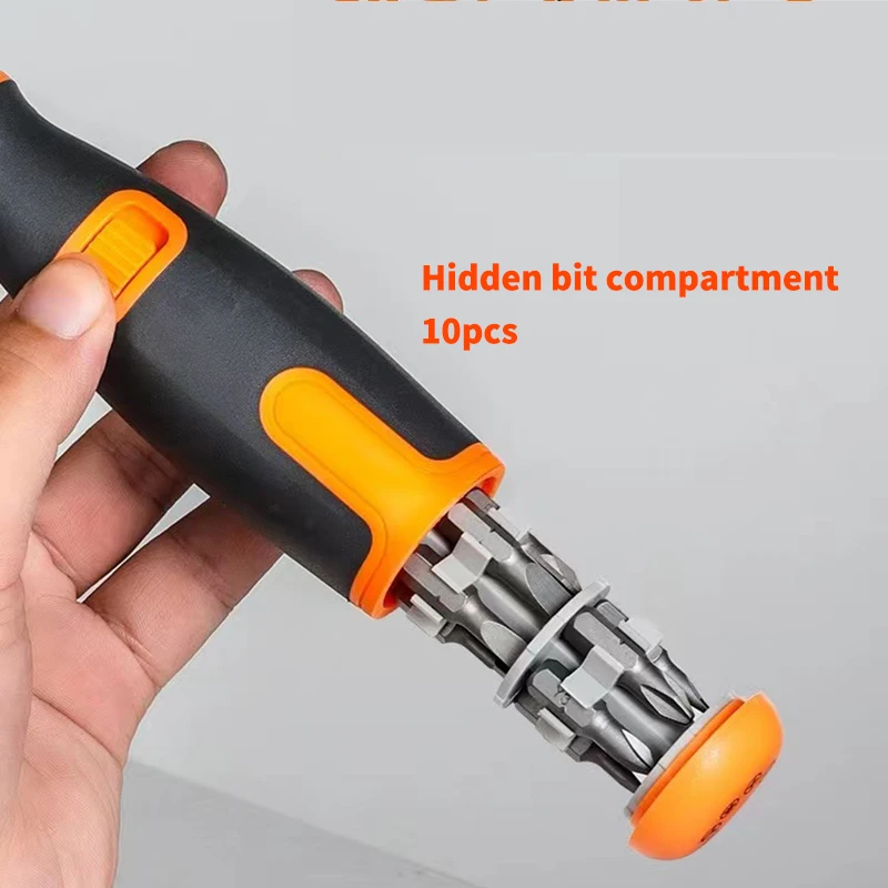 10 in 1 Ratcheting Screwdriver Multi-function Ratchet Screwdriver Set Angle Variable 0-180 Degrees  1/4 Inch Hex Interface