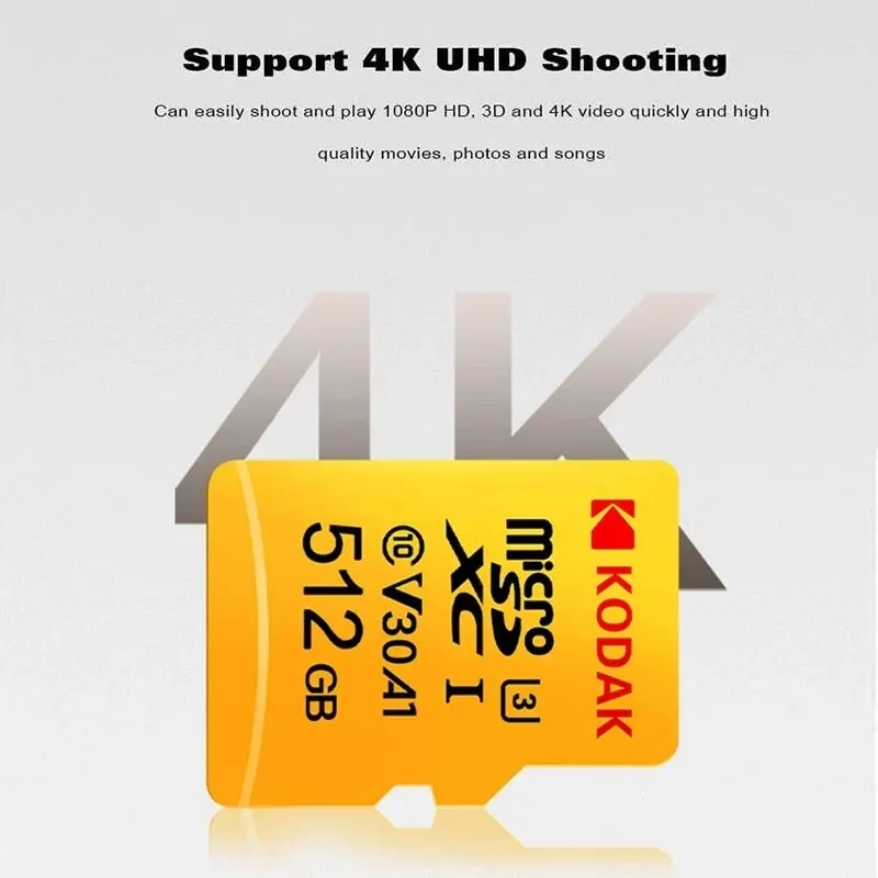 KODAK Micro SD Card Memory Card Class 10 128GB 4K High Speed Cartao De Memoria Flash Memory TF Mecard C10