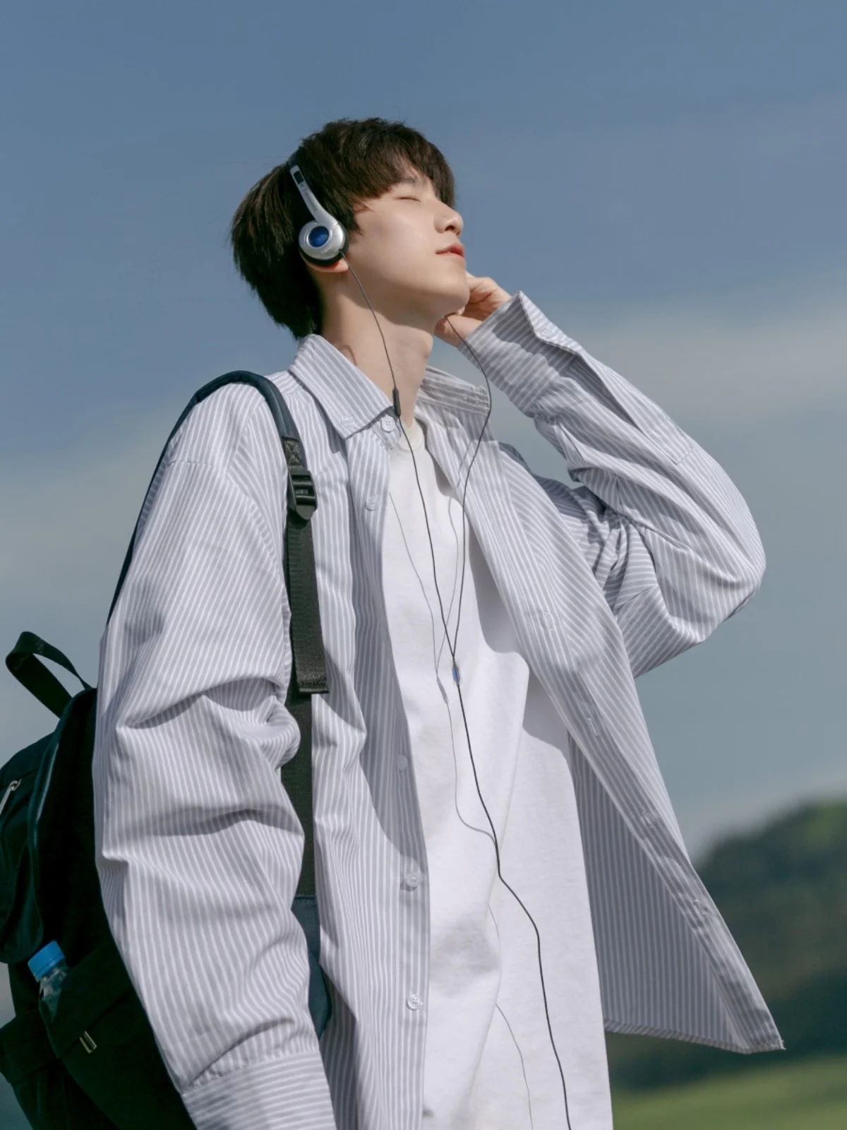 

Мужская рубашка свободного кроя с длинными рукавами в полоску, повседневная, универсальная, весенне-осенняя, новая, модная, брендовая, в стиле колледж, верхняя одежда