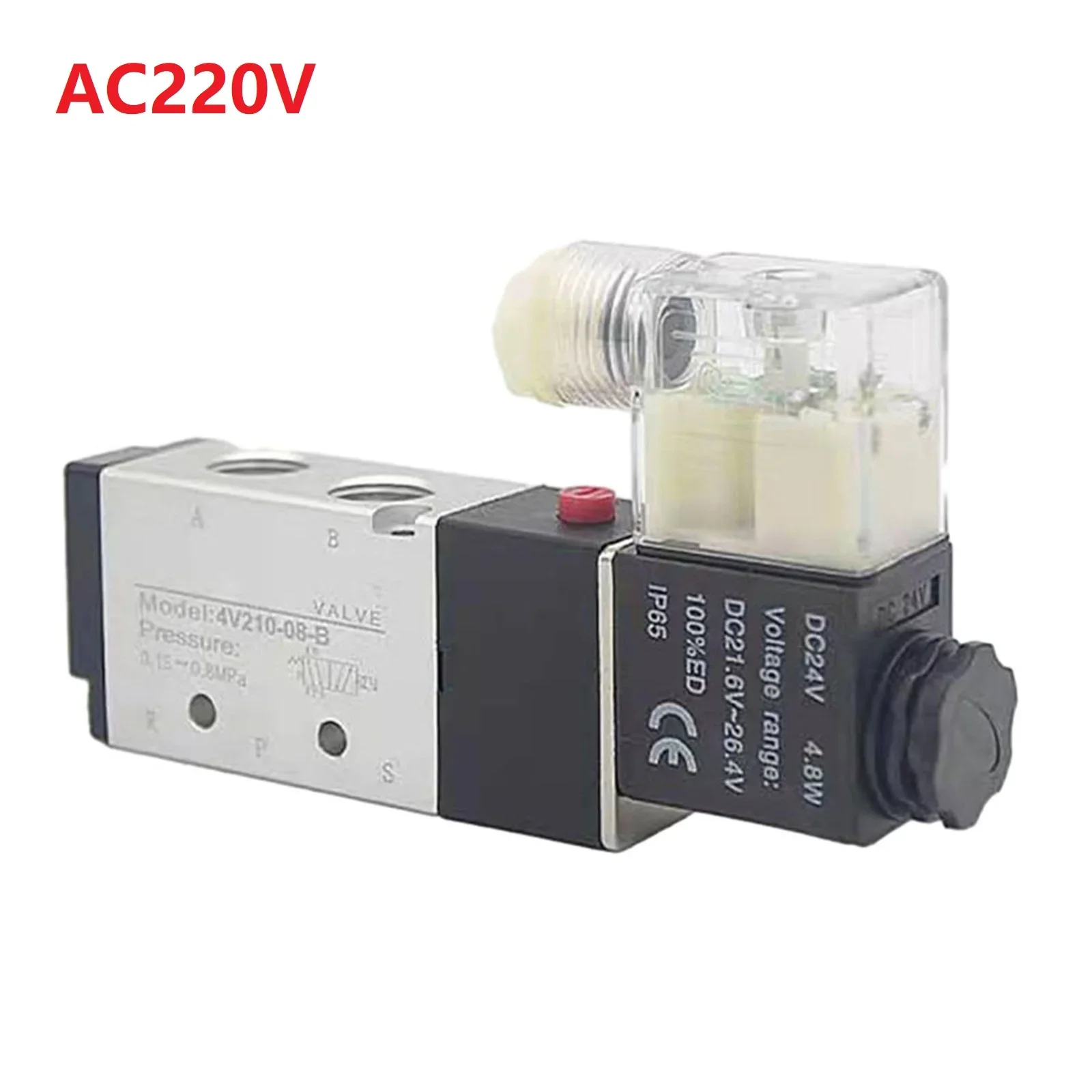 4V210 08 Pneumatic Solenoid Valve  Exquisite Manufacturing Process  6 Sealing Ring Design  0 15 0 8MPa Operating Pressure Range