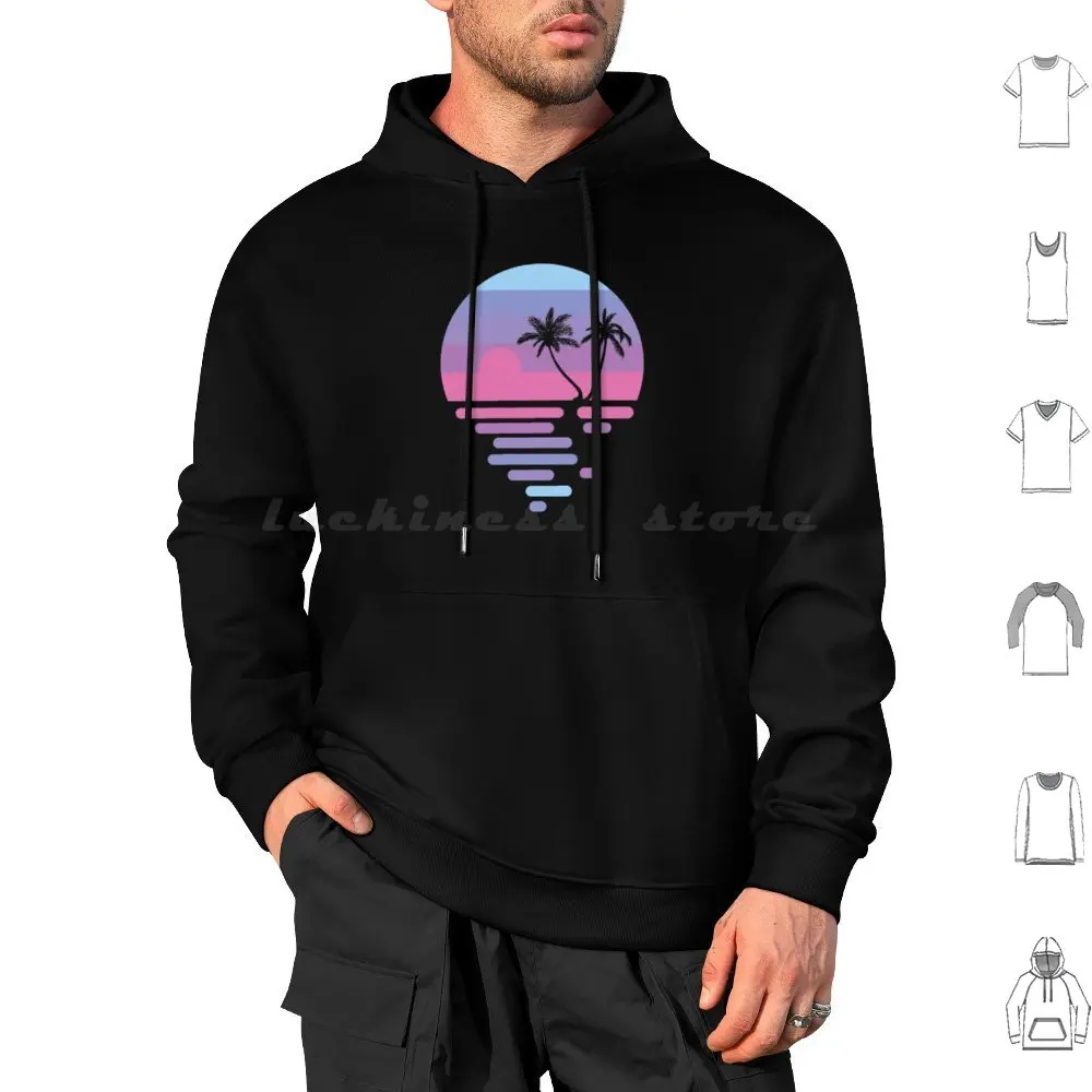 Vaporwave Palm Sunset Aesthetic Hoodie cotton Long Sleeve Vaporwave Vaporwave Aesthetic Aesthetic Fashion Intense Feeling