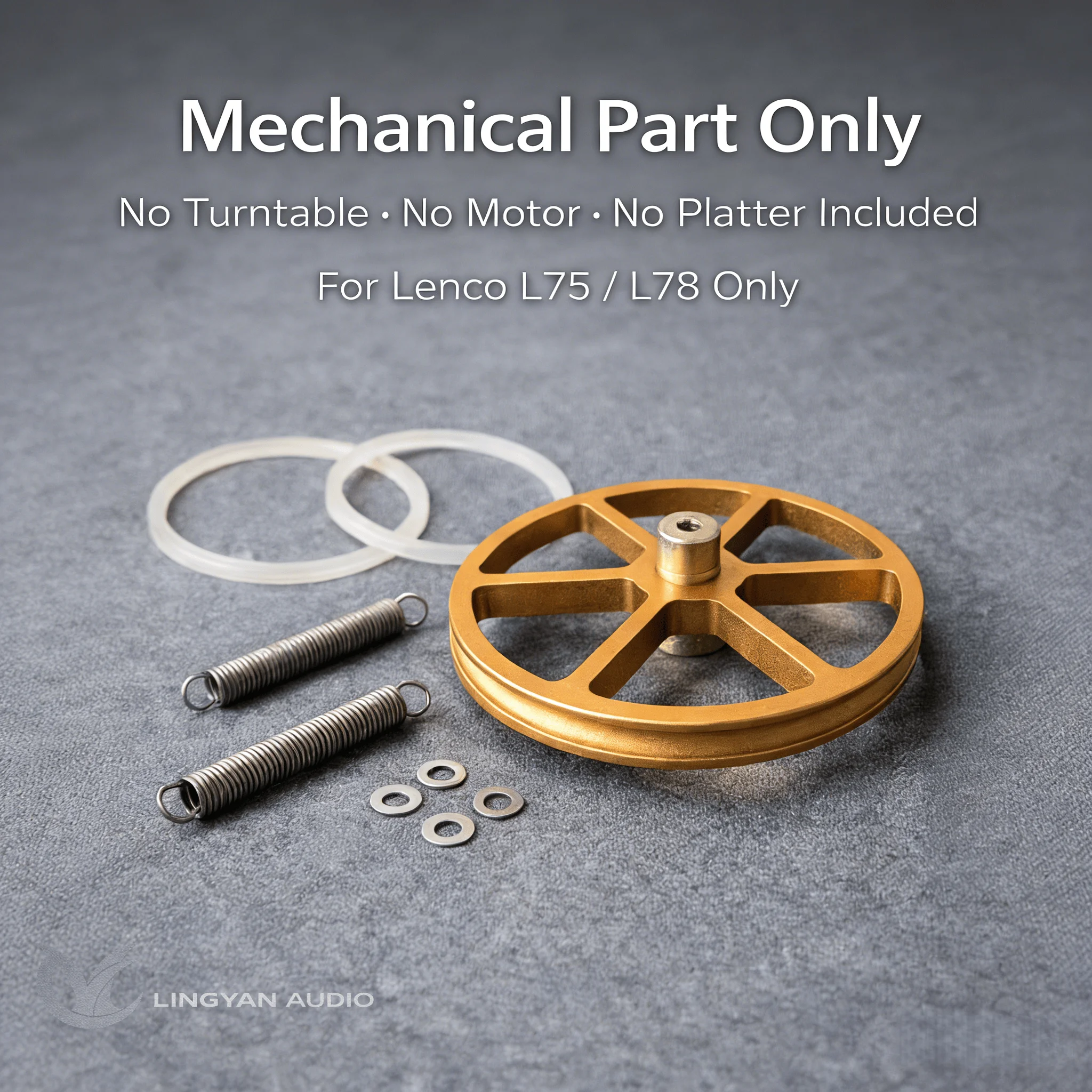 

Комплект направляющих колес из цельной латуни для Lenco L75/L78, изготовленный на станке с ЧПУ, с двойным пазом и сменной резиновой шиной