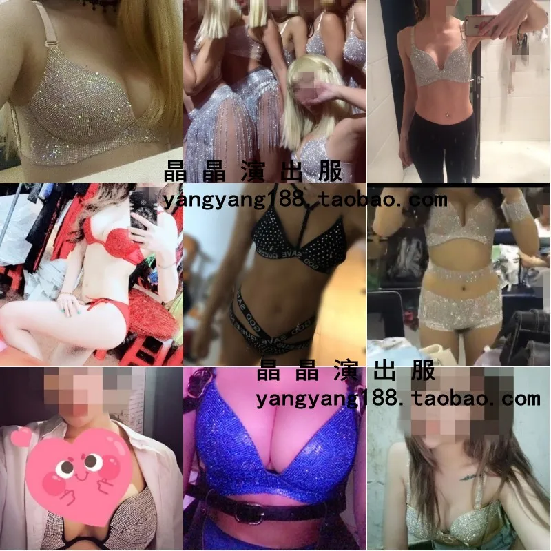 Ensemble de soutien-gorge de danse du ventre en diamant, Bikini personnalisé, sous-vêtements, pôle en acier, robe de spectacle sur scène, vêtements de danse exotiques