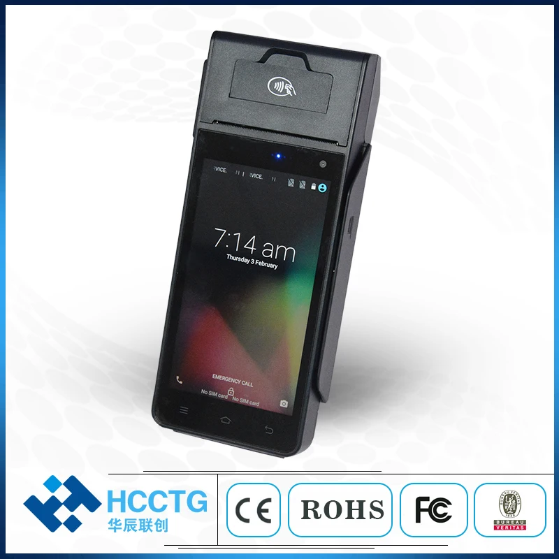 Terminal POS inteligente HCC-Z90 Versiรณn 4G, Android 7,1, 5 pulgadas, LCD, con impresora de 58mm