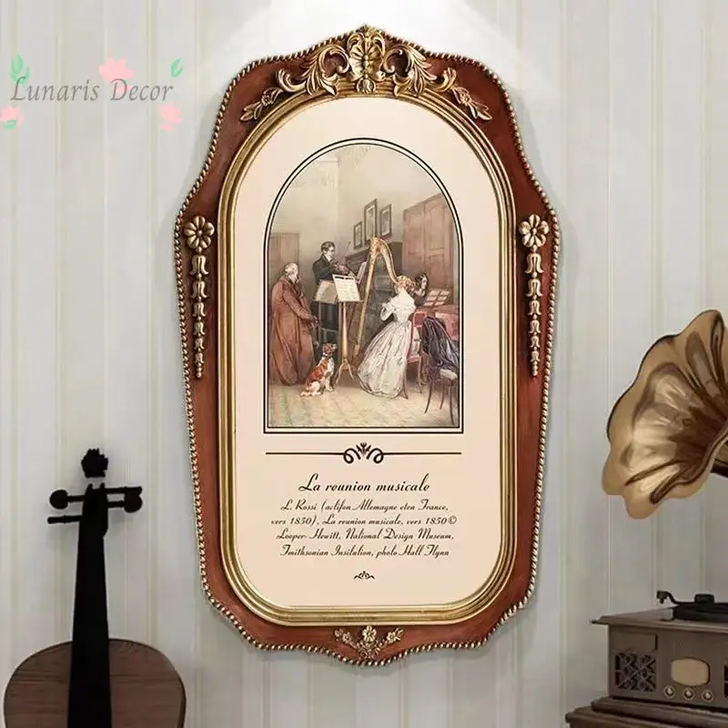 European retro living room baroque decorative painting niche classical carved picture frame bedroom hanging painting