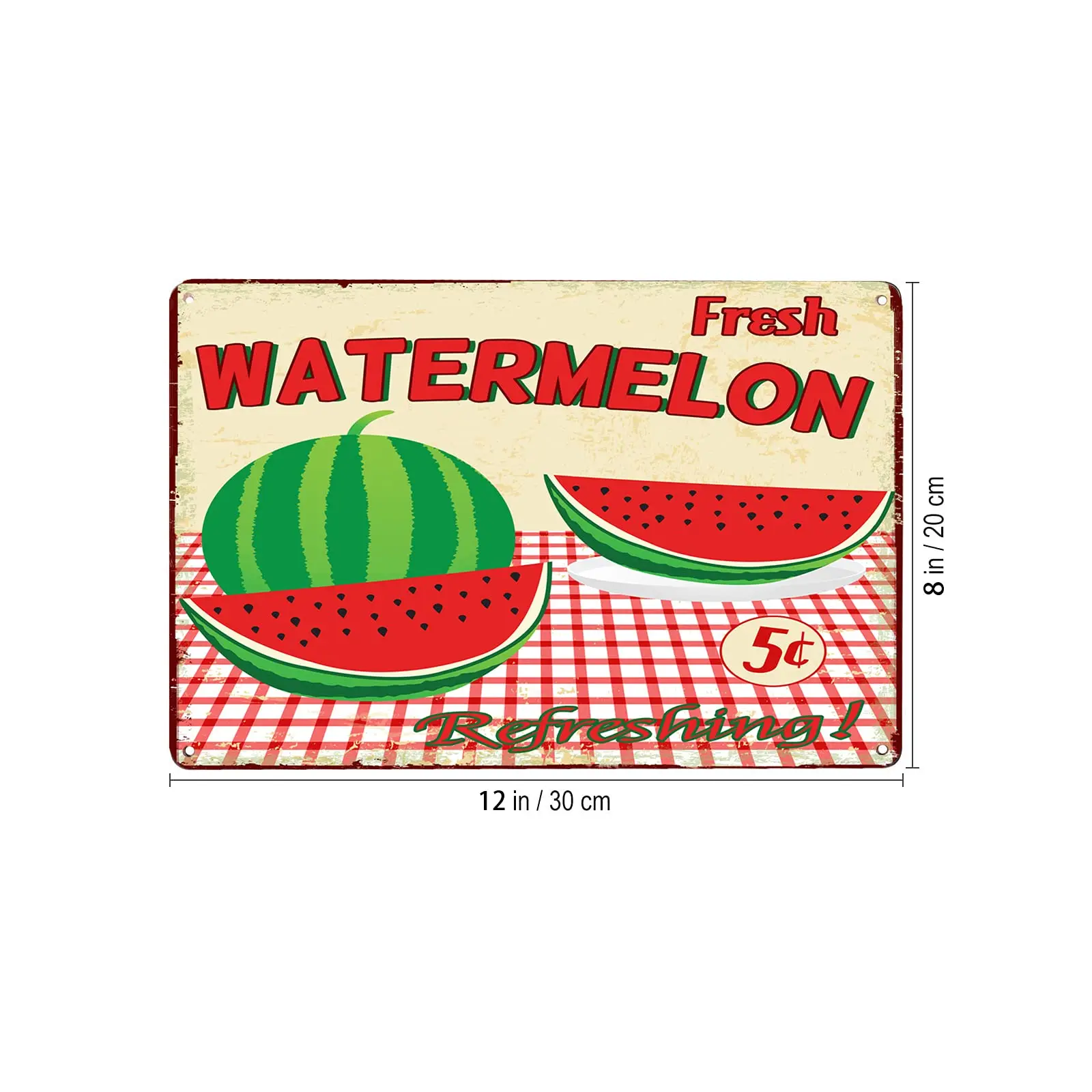 Lesiker Retro Tin Sign Watermelon  Home Decor Tin Sign Retro Metal 12