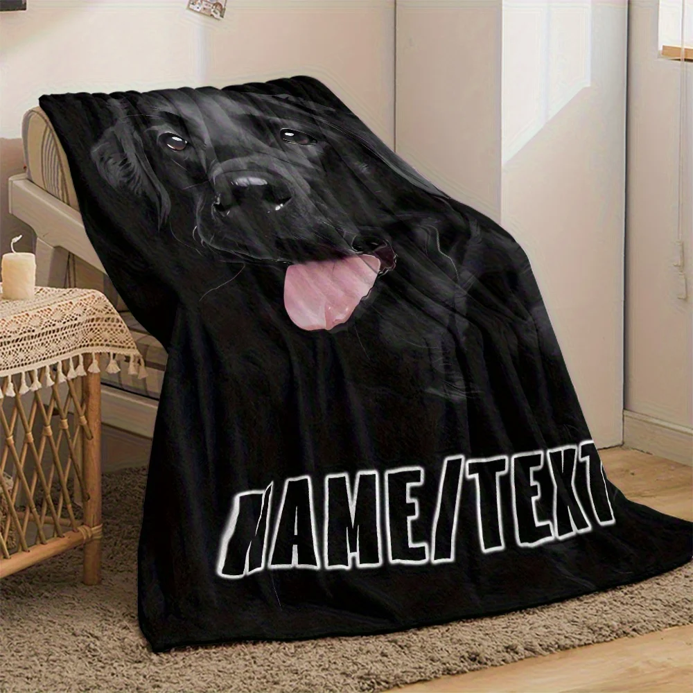 1pc Custom Black Labrador Retriever Flannel Blanket Soft Warm Lightweight Portable for Sofa Bed Camping Travel Dog Lover Gift