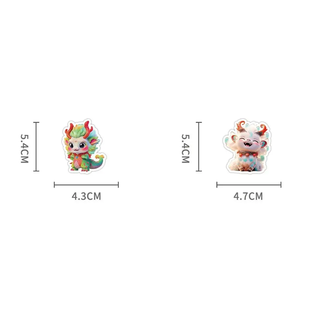 63pcs Stationery Dragon Year Stickers Scrapbooking Traditional Art Lantern Stickers Dragon Year Animal Figures Graffiti Decals