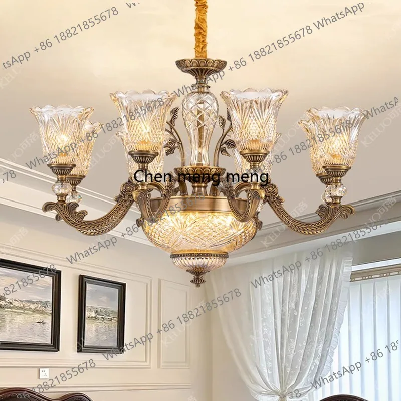 New American chandelier All copper living room European luxury dining room study light luxury bedroom lamp