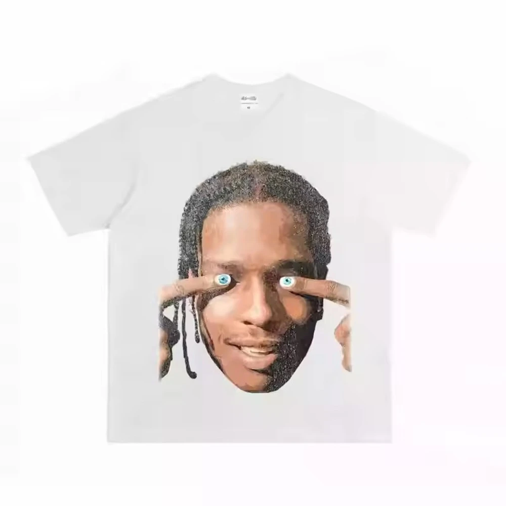 ASAP روكي الهيب هوب مغني الراب الثقيلة الراب Y2k للجنسين تيز الرجال النساء ملابس قصيرة الأكمام الجولة الرقبة الطباعة الصيف الترفيه تي شيرت